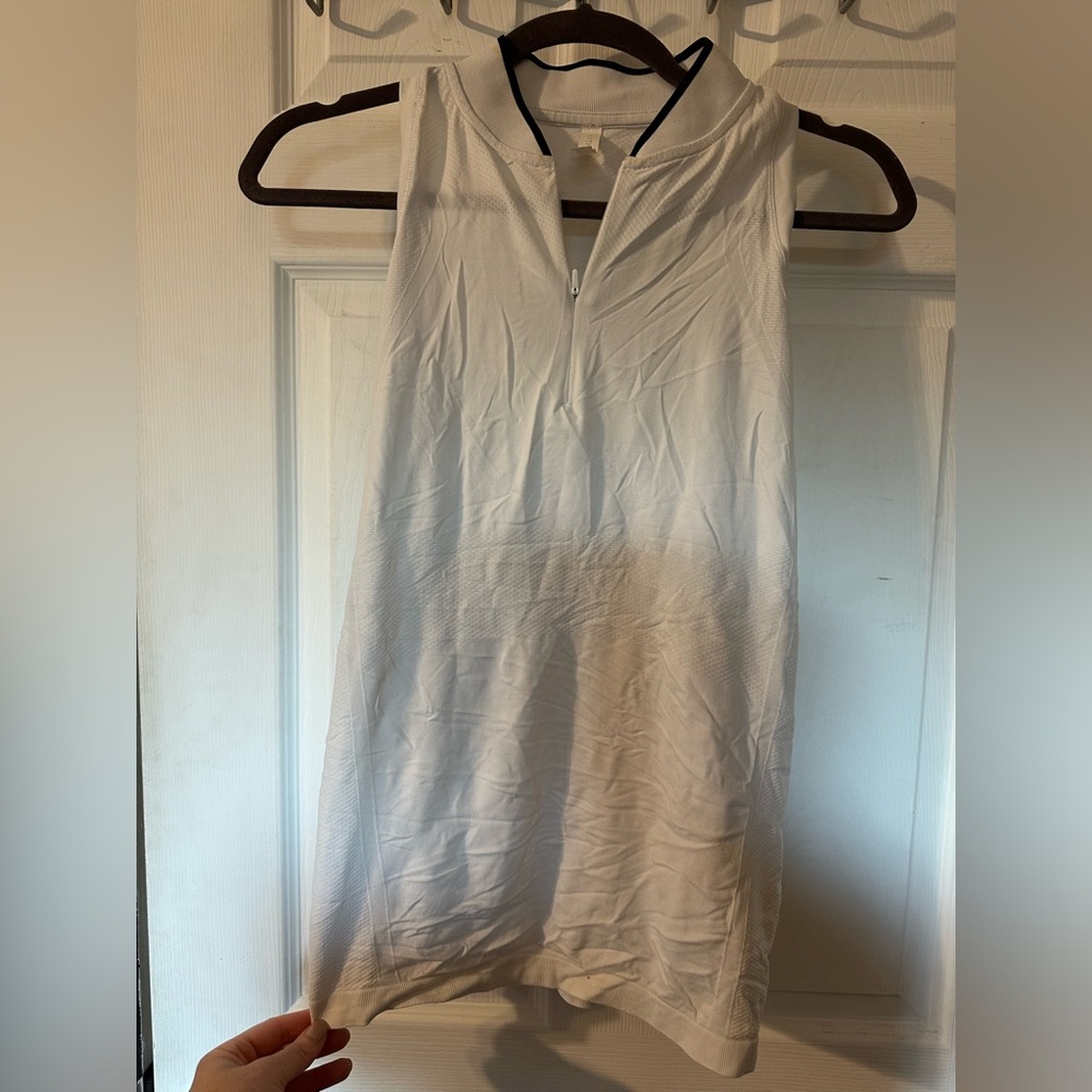 Athleta White Zip-Up Sleeveless Top